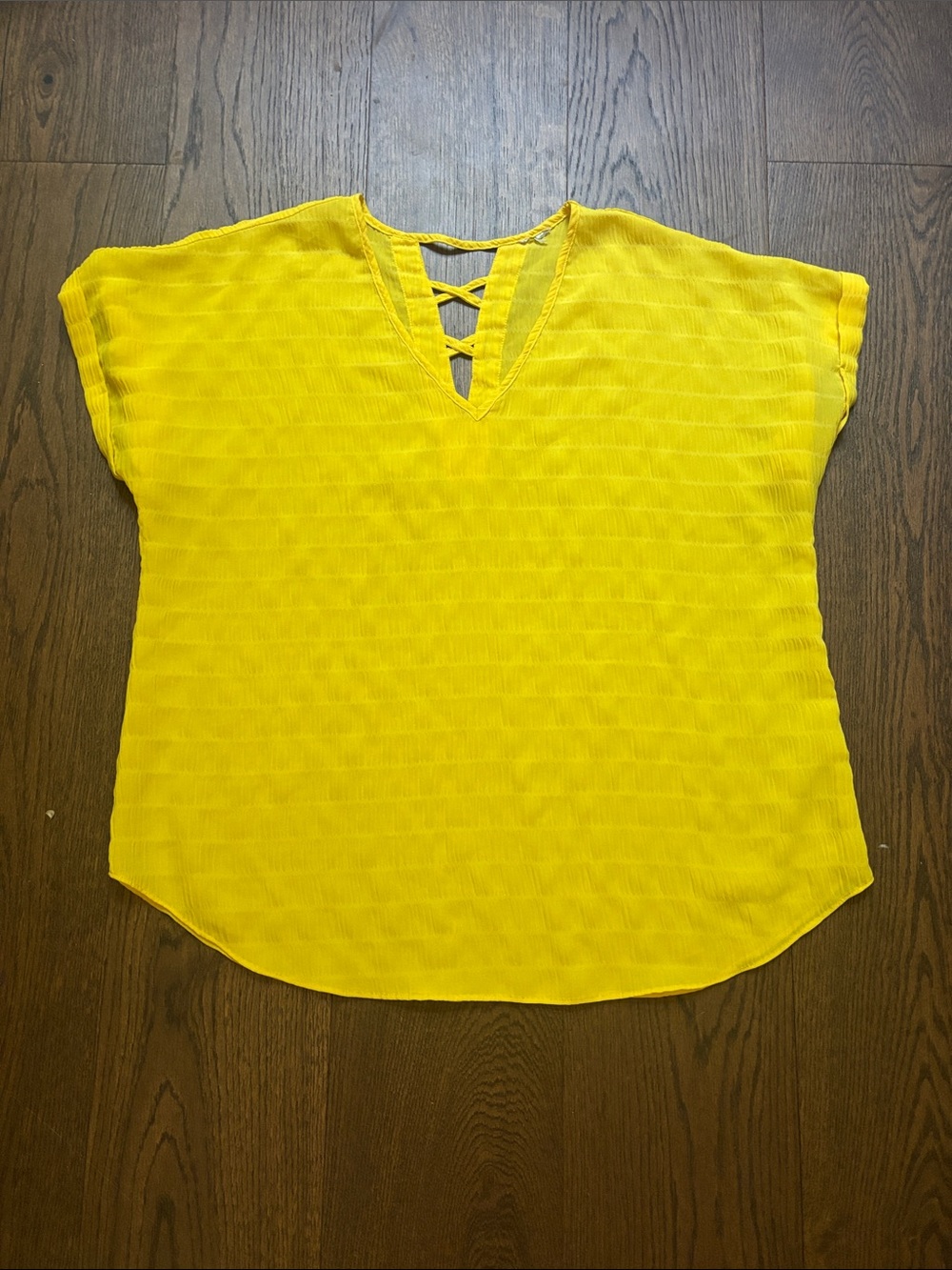 Bright Yellow V-Neck Women's Top